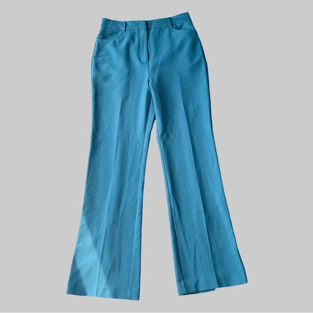 Oak + Fort Turquoise Bootcut Flared Leg Back Slits Trouser Pants